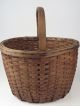 Antique Apple Harvest Gathering Basket Handle Splint Handmade Sturdy Old Primitives photo 2