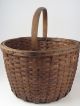 Antique Apple Harvest Gathering Basket Handle Splint Handmade Sturdy Old Primitives photo 3