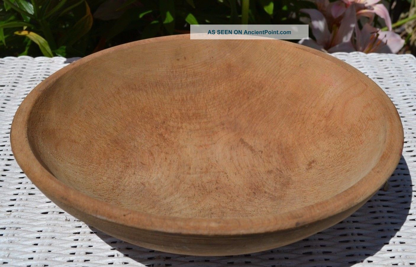 Small Antique Hand Turned Wood Dough/bread Bowl - Rustic/farm/primitive W/rim Primitives photo