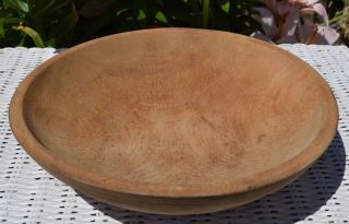 Small Antique Hand Turned Wood Dough/bread Bowl - Rustic/farm/primitive W/rim photo