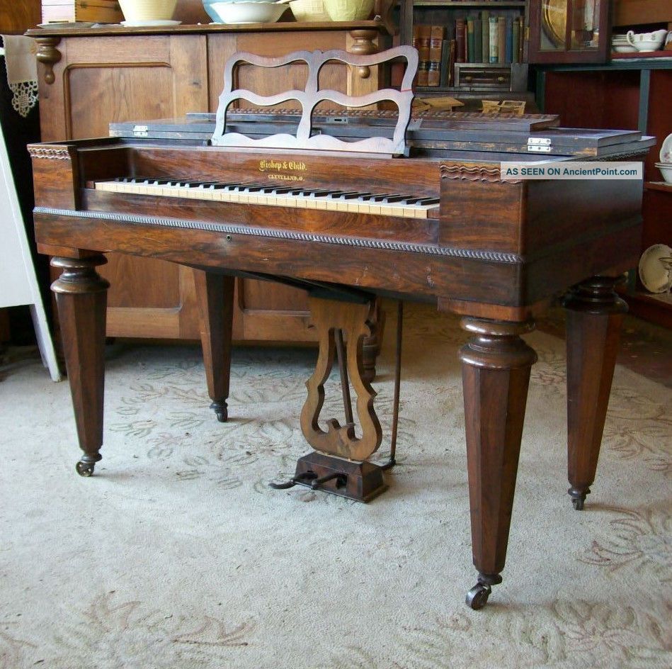 Rare Antique 1846 Empire Rosewood Bishop & Child Melodeon Reed Organ Keyboard photo