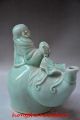 Delicate Chinese Light Blue Porcelain Handwork Gourd Shaped Reflux Pot - Buddha Buddha photo 3