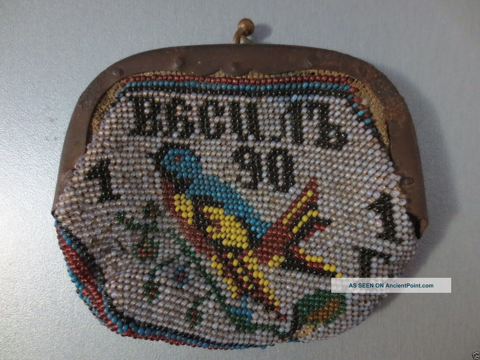 Antique Coin Purse Glass Beads Karakachans - Greece Mackedonian Made In Year 1901 Islamic photo