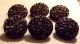 (6) Victorian Glass Buttons Card Black & Gilt Painted Flowers Elegant 7/8 