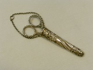 Antique Silver Sewing Scissors / Chatelaine Sterling,  Needlework Sewing photo