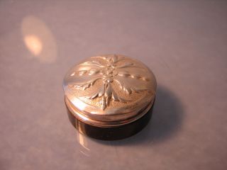 Art Nouveau Solid Silver Topped Round Pill Box Or Rouge Pot photo