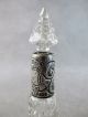 C1900 English Cut Glass Perfume Bottle & Powder Jar W/sterling Silver Fittings Bottles, Decanters & Flasks photo 3