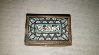 Antique Micro Mosaic Italian Intricate Enameled Box Trinket Box 19th C photo