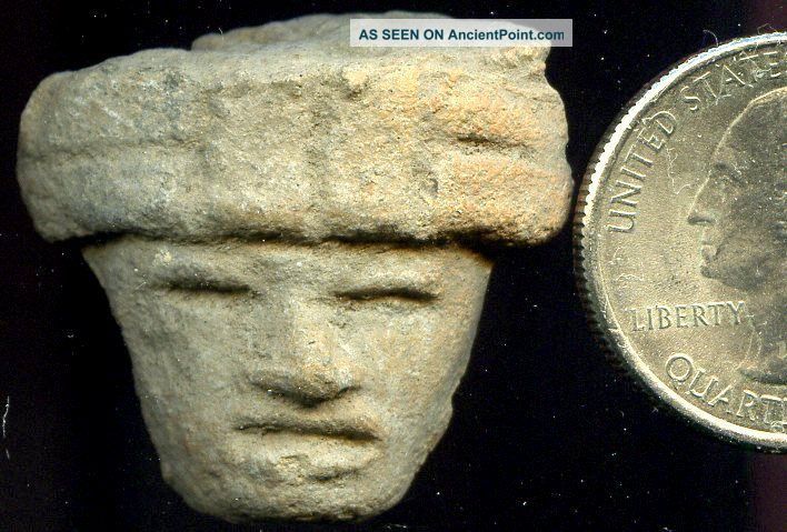Pre - Columbian Aztec Mazapan Clay Figure Head,  Ca; 700 - 1200 Ad The Americas photo