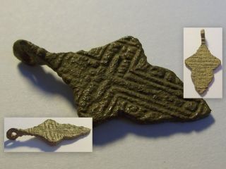 Medieval Period Vintage Artefact Bronze Cross Pendant - Amulet photo