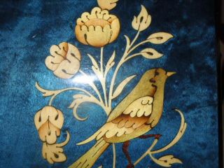 Vintage Bird/flower Inlaid Wood Work By La Botteguccia,  Sorrento Italy photo