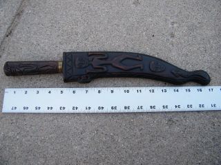 Antique Tribal Knife Dagger With Wood Carved Sheath Collectible Culture photo
