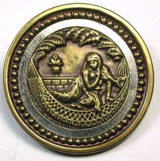 Antique Brass Button Cleopatra And The Asp Pictorial photo