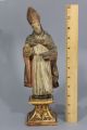 2 Antique 19thc Carved & Painted Wood Christian Santos Priest & Bishop Carvings Carved Figures photo 1