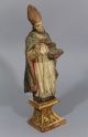 2 Antique 19thc Carved & Painted Wood Christian Santos Priest & Bishop Carvings Carved Figures photo 2