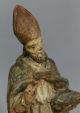 2 Antique 19thc Carved & Painted Wood Christian Santos Priest & Bishop Carvings Carved Figures photo 3