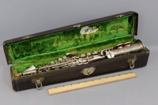 Rare Antique 1922 Buescher True Tone Sopranino Low Tone Silver Saxophone,  Nr photo