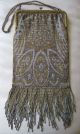Antique Gold Frame Persian Rug Fancy Fringe French Steel Micro Bead Purse France Victorian photo 4