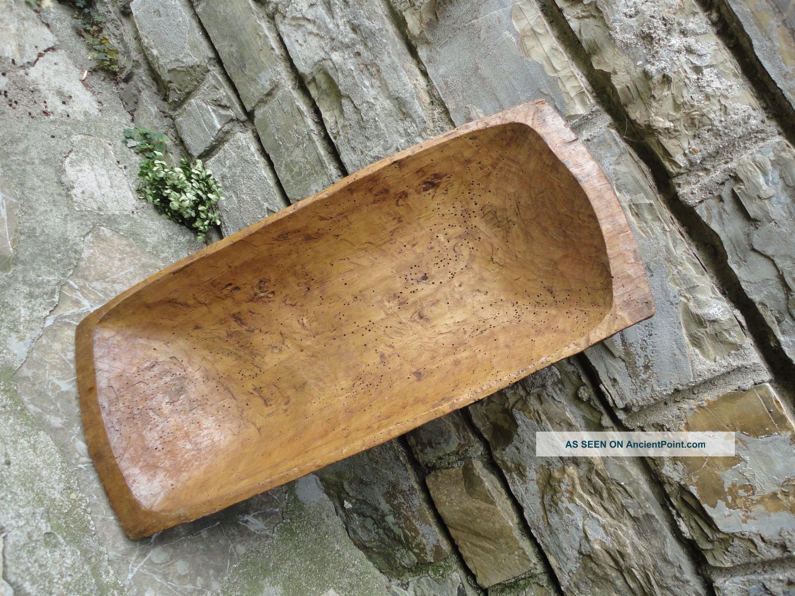 Antique Primitive Hand Carved Large Wood Dough Bowl Trencher Rare 19th