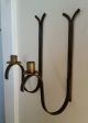 Primitive Antique Wrought Iron & Brass Sconces,  Very Crude Aafa Primitives photo 8