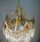 Antique Brass 5 - Tier Wedding Cake Chandelier With Amber Prisms Chandeliers, Fixtures, Sconces photo 3