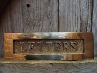 Victorian Old Style Brass Letter Box Vintage Edwardian Georgian Style Letterbox photo