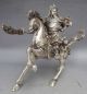 Chinese Collectable Tibet Silver Warrior God Guan Yu & Horse Statue Other Antique Chinese Statues photo 2