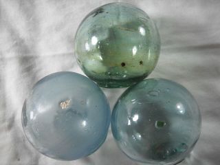 3 Vintage Japanese Glass Floats With Inclusions Alaska Beachcombed photo