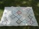 Rare 19c Crib Quilt Antique Primitive Double Pink Cotton Muslin Fabric Folk Art Primitives photo 9
