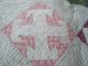 Rare 19c Crib Quilt Antique Primitive Double Pink Cotton Muslin Fabric Folk Art Primitives photo 2
