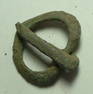 Rare Ancient Roman Bronze Soldiers Belt Separator Buckle Artifact Intact 4 C.  Ad photo