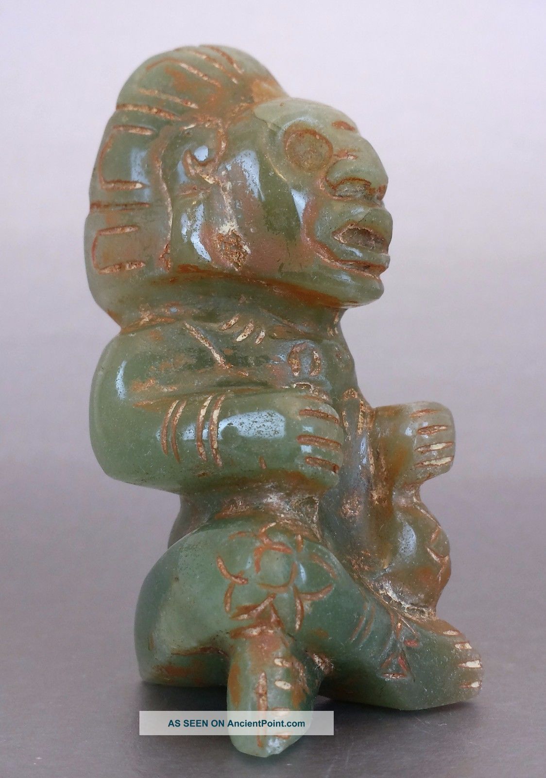 Jade Priest Figurine - Mesoamerican Statue - Antique Pre Columbian Artifacts - Aztec The Americas photo