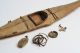 Antique Native American Indian Inuit Sealskin Kayak Model / 19th - 20th Century Native American photo 1