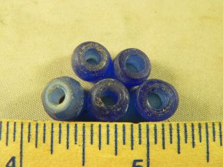 Venetian Glass Trade Beads Cobalt Blue Small Size Good Patina 1700s photo