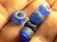 Venetian Glass Trade Beads Cobalt Blue Small Size Good Patina 1700s Native American photo 1