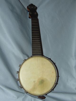 Antique Ukulele Banjo W/ Inlaid Star On Peghead Estate Fresh Instrument 4 String photo
