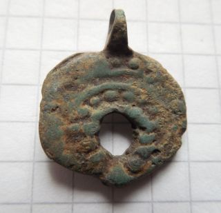 Viking Period Bronze Lunar Amulet Scandinavian 1000 Ad Vf, photo