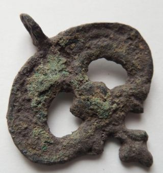 Viking Period Bronze Lunar Pendant Amulet 1000 Ad,  F, photo