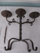 Wrought Iron Tabletop Candelabras Holder Rustic 3 Candles Each Heavy 12 