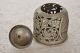 1930 ' S Old White Metal Dome Shape Fine Jali Cut Floral Engraved Room Freshener Boxes photo 3