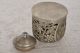 1930 ' S Old White Metal Dome Shape Fine Jali Cut Floral Engraved Room Freshener Boxes photo 5