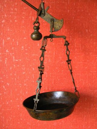 Antique Vintage German Brass Hanging Beam Scale Balance photo