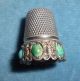 Antique Sterling Thimble With Turquoise And Vermeil Accents Thimbles photo 4