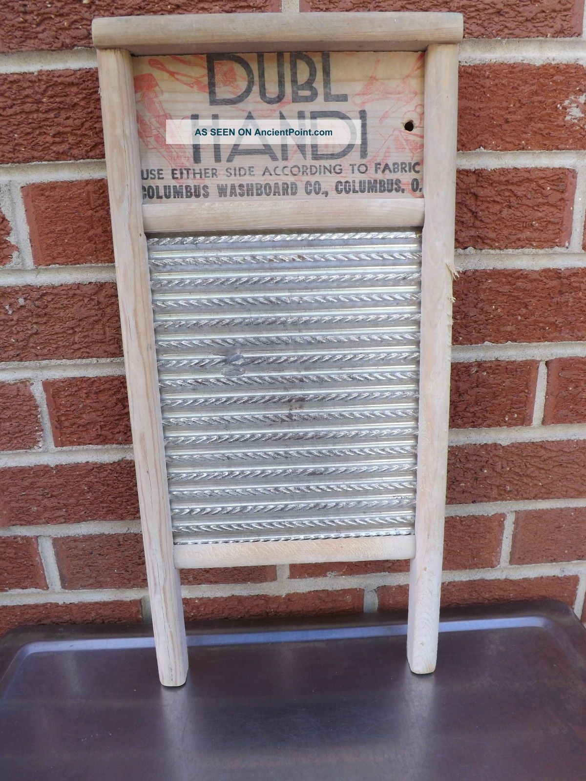 Dubl Handi Washboard Small Wooden/metal Columbus Washboard Co Ohio Primitives photo