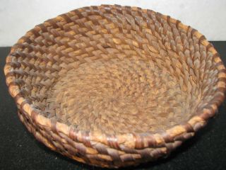 Antique Coiled Rye Straw Basket In photo
