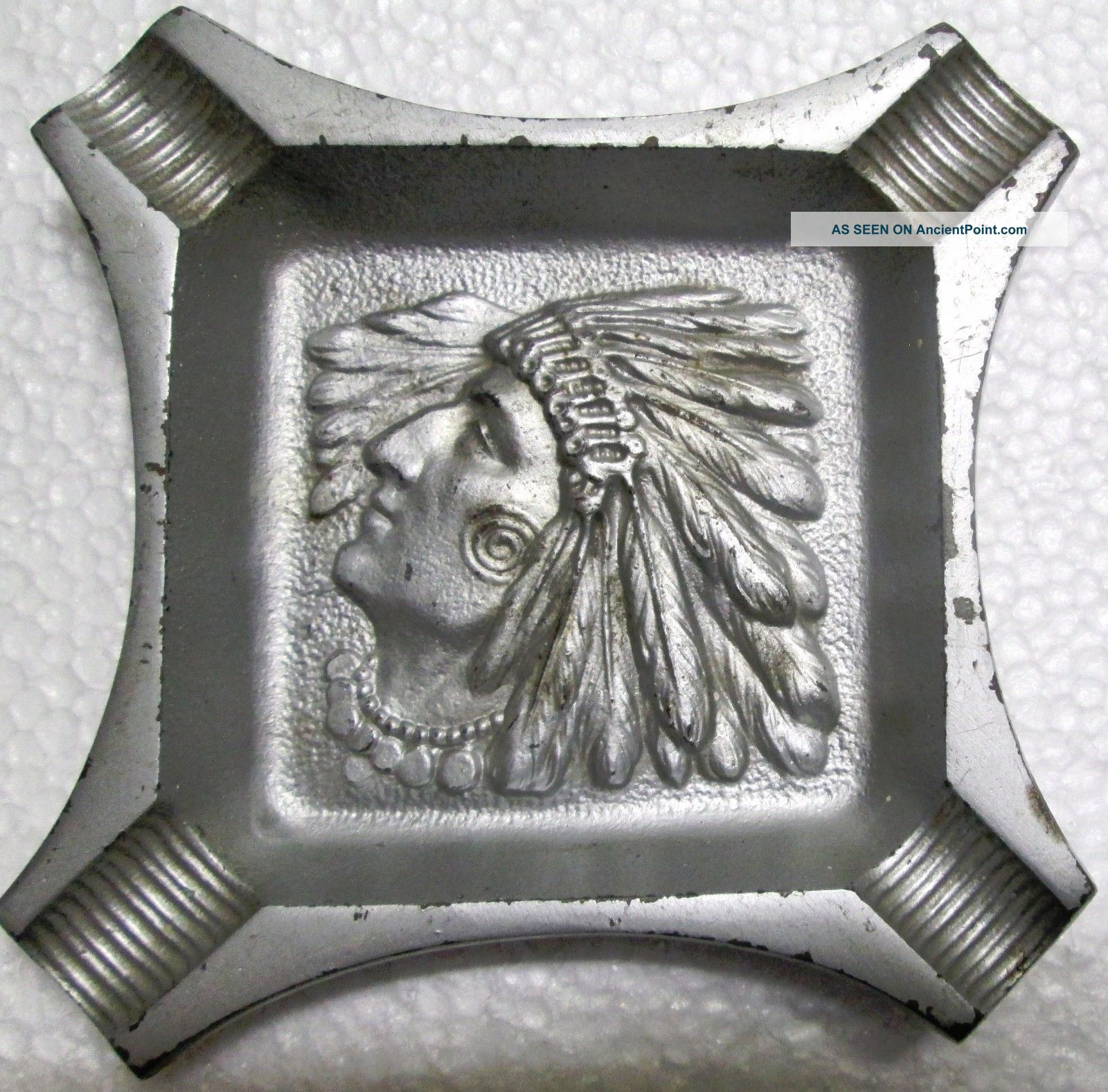 Early 20th C.  Cast Iron Ash Tray Indian Native American Image Native American photo