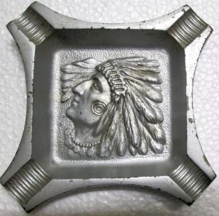 Early 20th C.  Cast Iron Ash Tray Indian Native American Image photo
