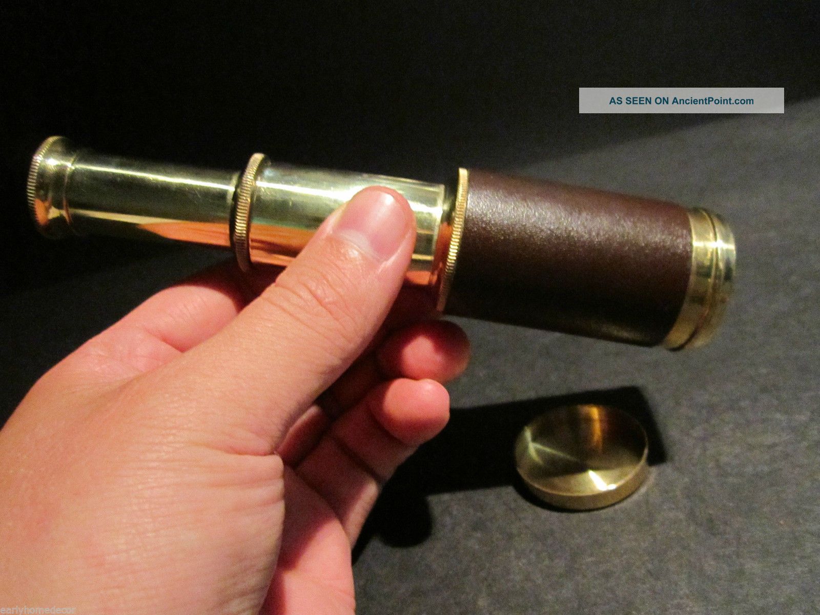 Vintage Antique Style Solid Brass & Leather Traveling Pocket Telescope Telescopes photo