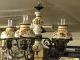 Vintage Wrought Iron Chandelier With Ceramic Shades European Bought In Spain Chandeliers, Fixtures, Sconces photo 2