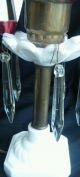 1930 ' S Milk Glass,  Brass,  Crystal Prism,  W/cranberry Shade Boudoir Lamps Lamps photo 5